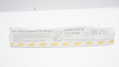 BD 382612 Insyte Autoguard BC Shielded IV Cath. 24GA x 0.75inch 20ml/min (x)